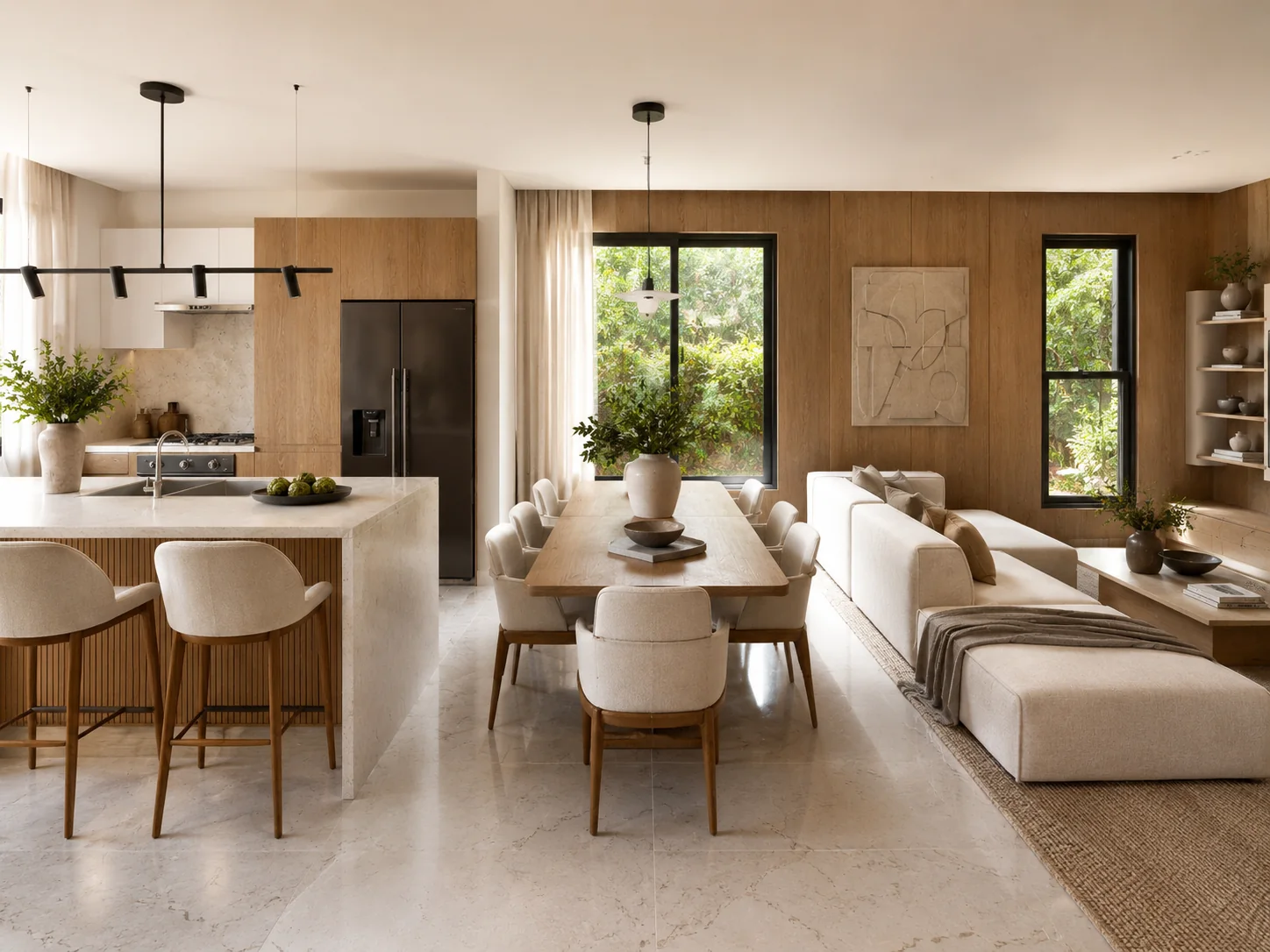 Villa Dos Habitaciones sala, cocina y comedor