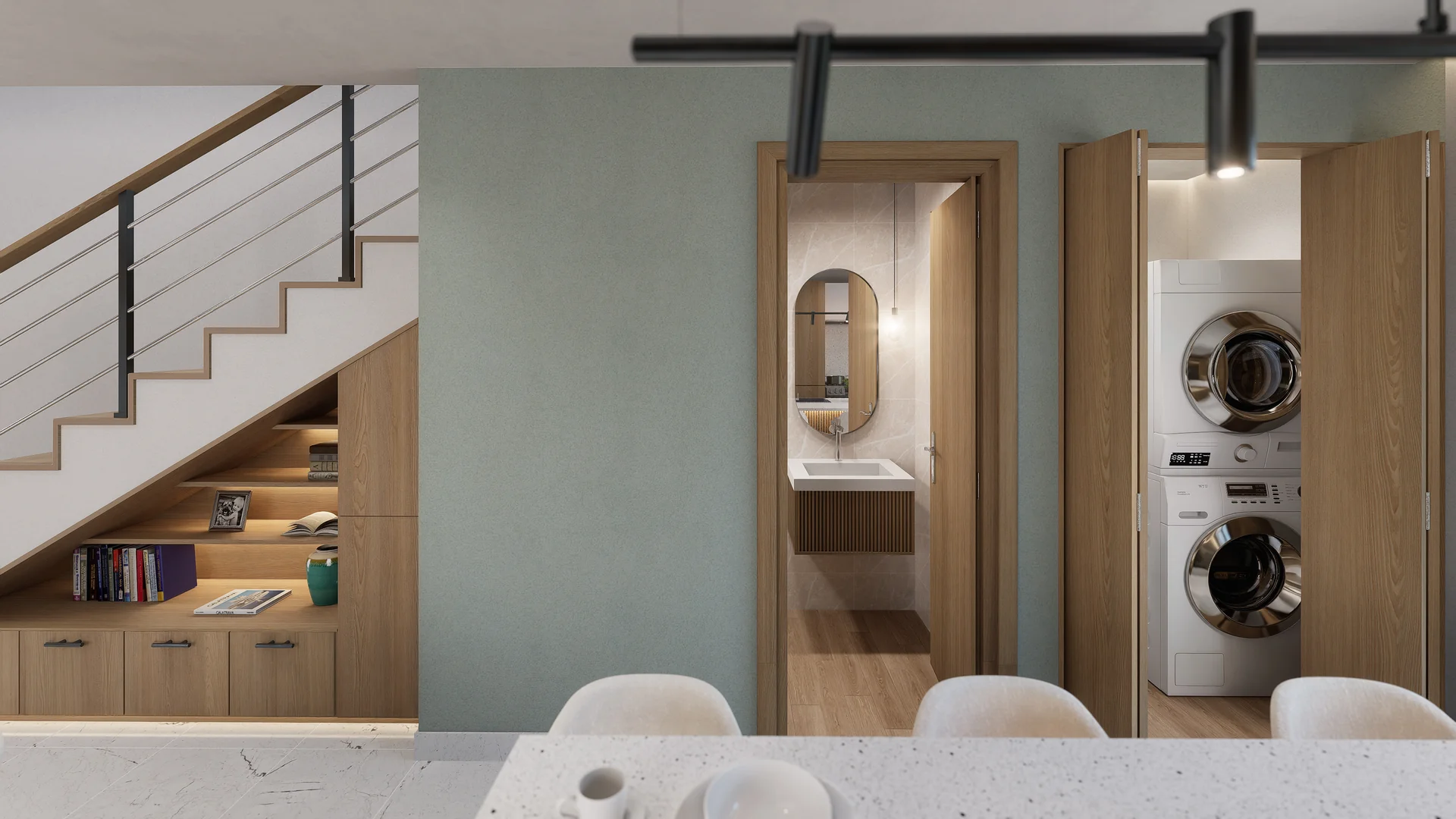 Medio Baño y Escalera