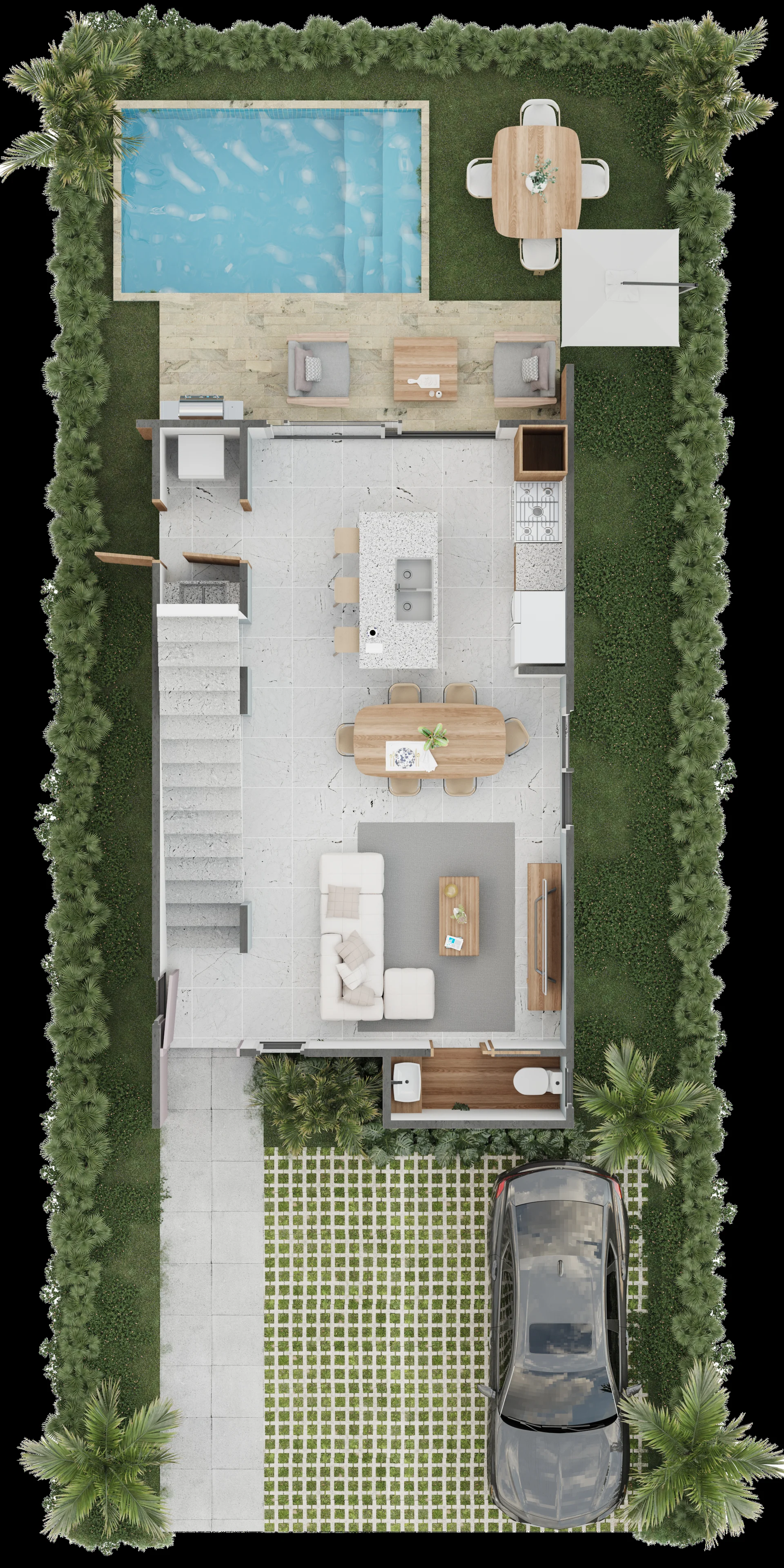 Villa Dos Habitaciones planta nivel uno alternativa