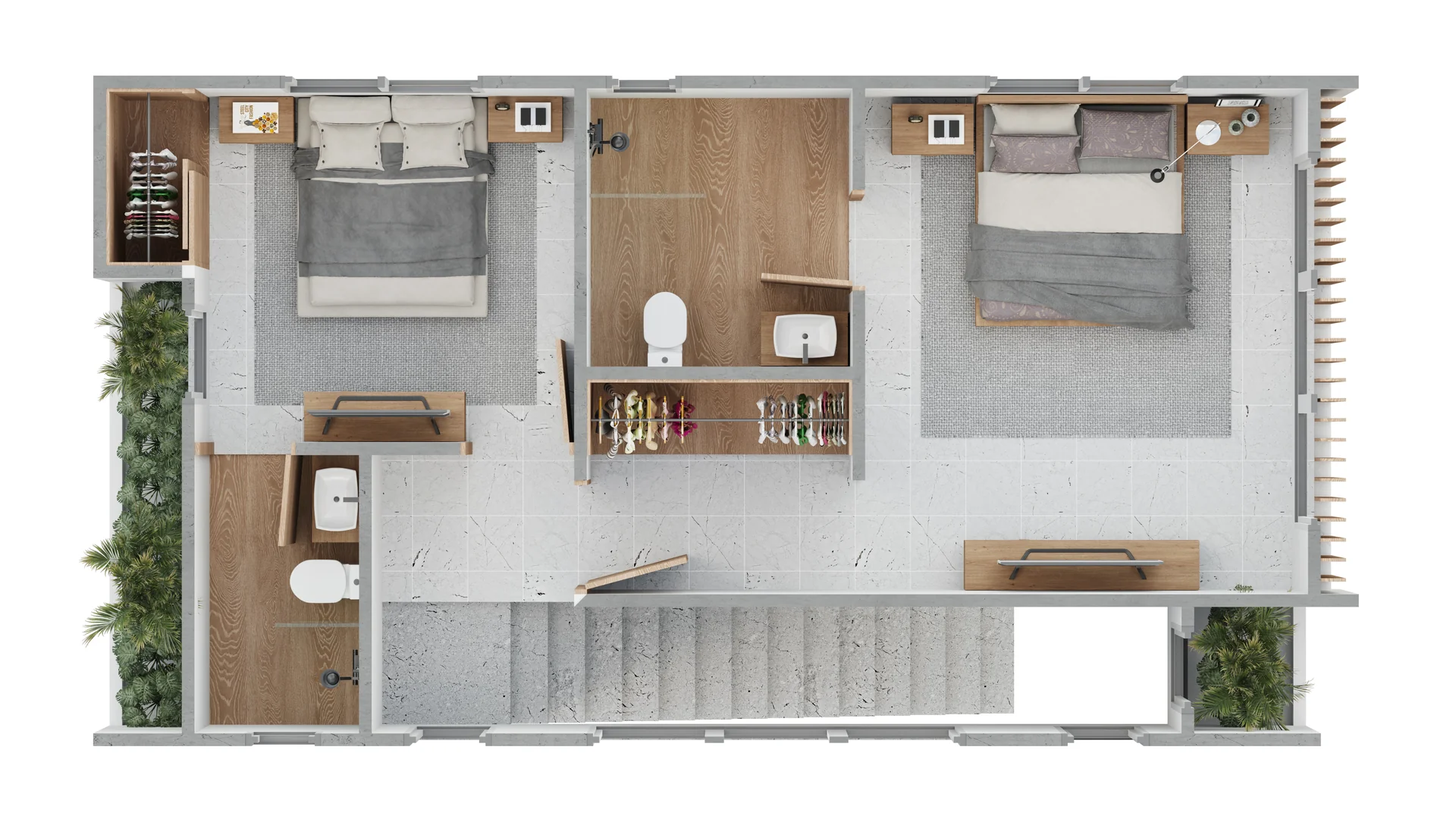 Villa Dos Habitaciones planta nivel dos alternativa