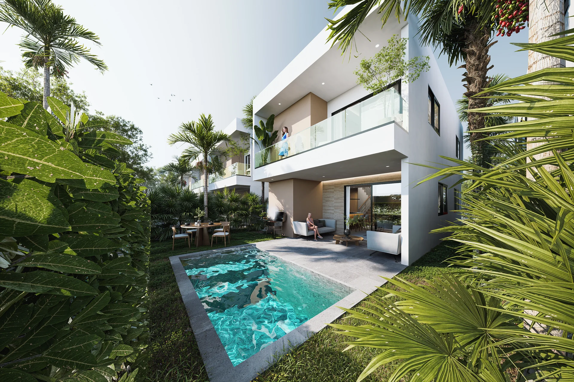 Villa Tres Habitaciones patio lateral versión dos